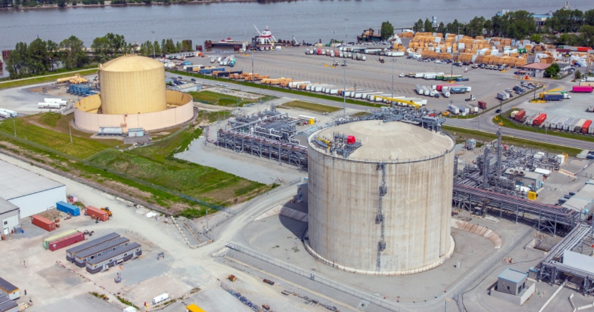 An aerial shot of the Tilbury LNG facility. 