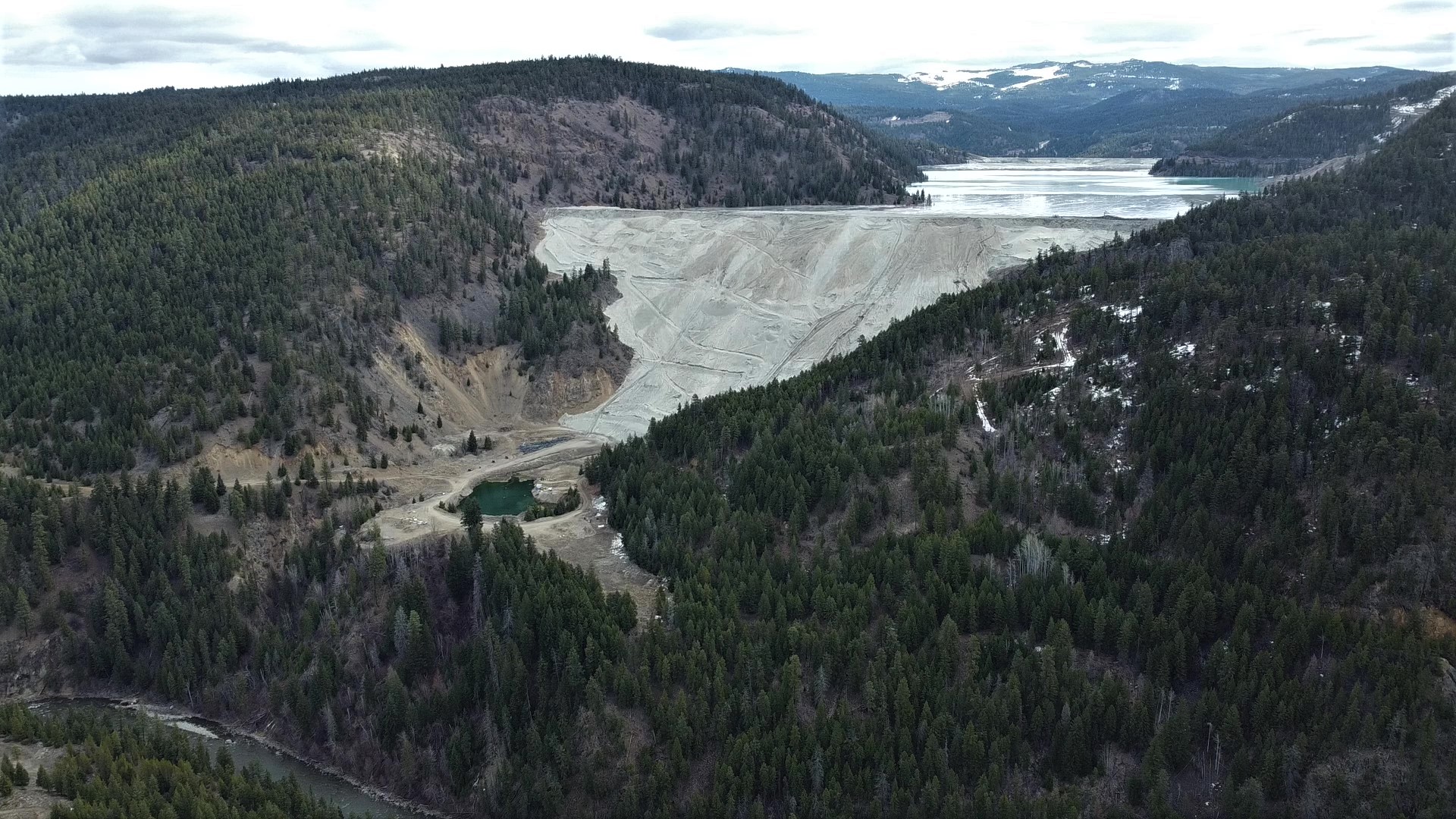 Picture of the current tailings pond dam