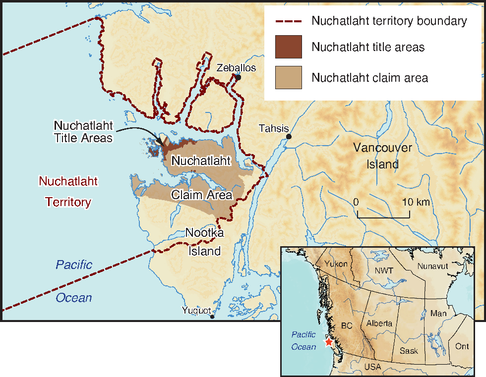 Map of recent May 2024 court decision recognizing title to a portion of Nuchatlaht claim area