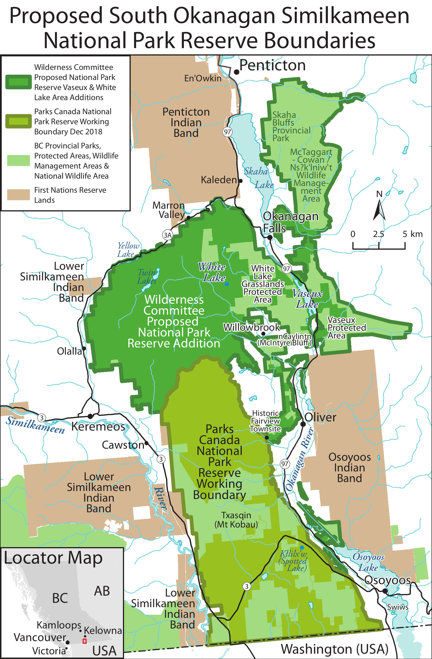 Map of Proposed South Okanagan-Similkameen National Park 