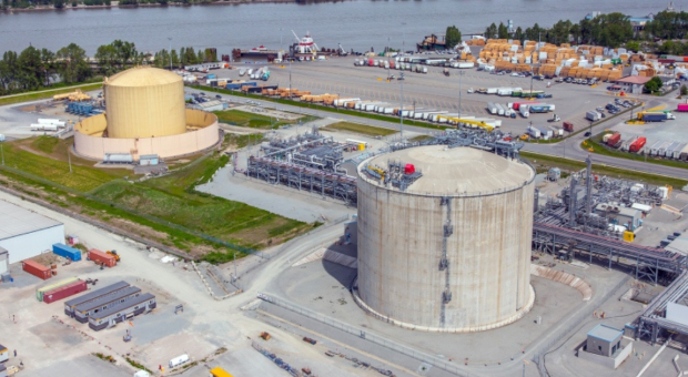 An aerial shot of the Tilbury LNG facility. 